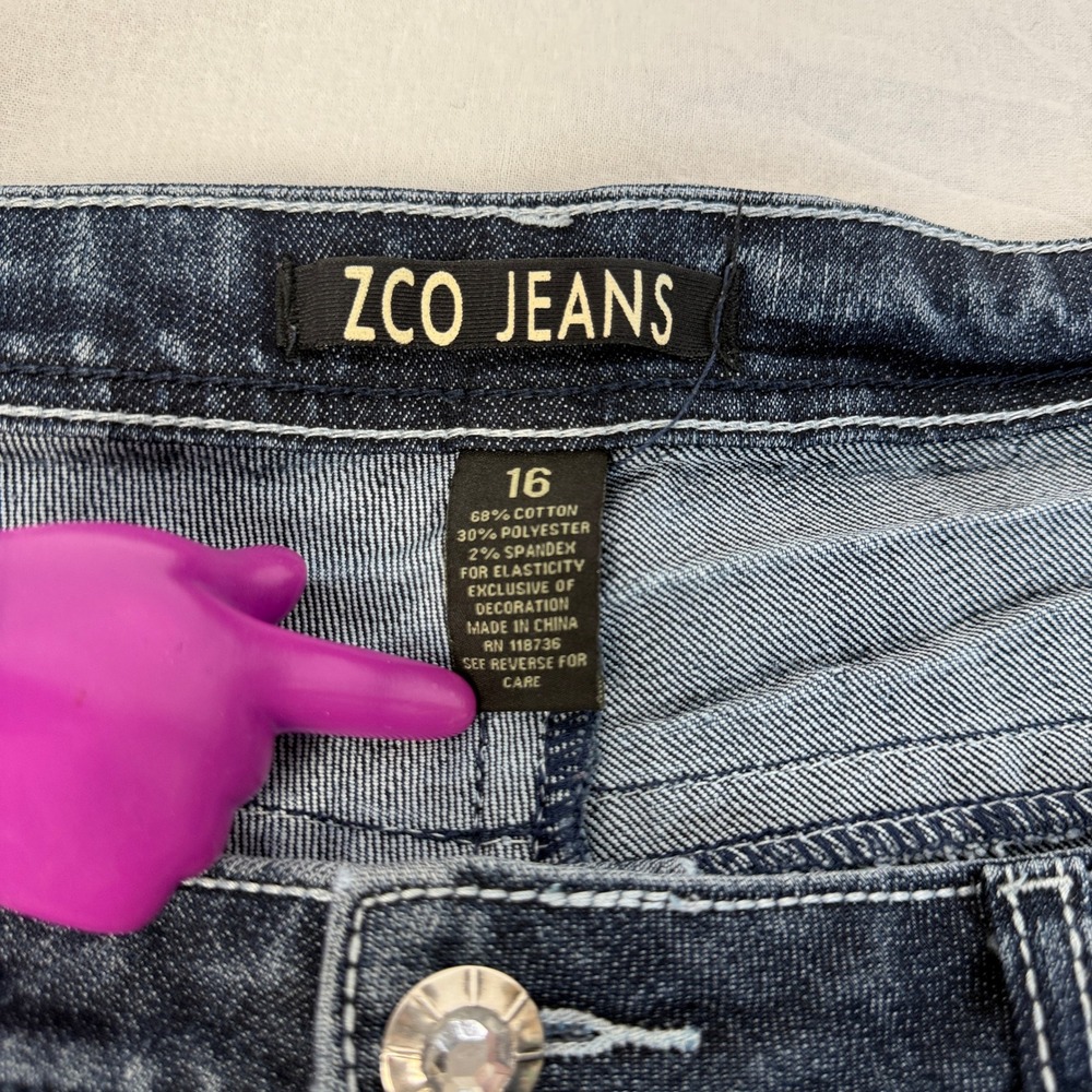ZCO Jeans‎ Women's Size 16 Embellished Pockets Dark Wash Denim Skinny Jeans - Picture 15 of 16